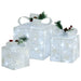 Decorative Christmas Gift Boxes 3 Pcs Silver Outdoor Indoor
