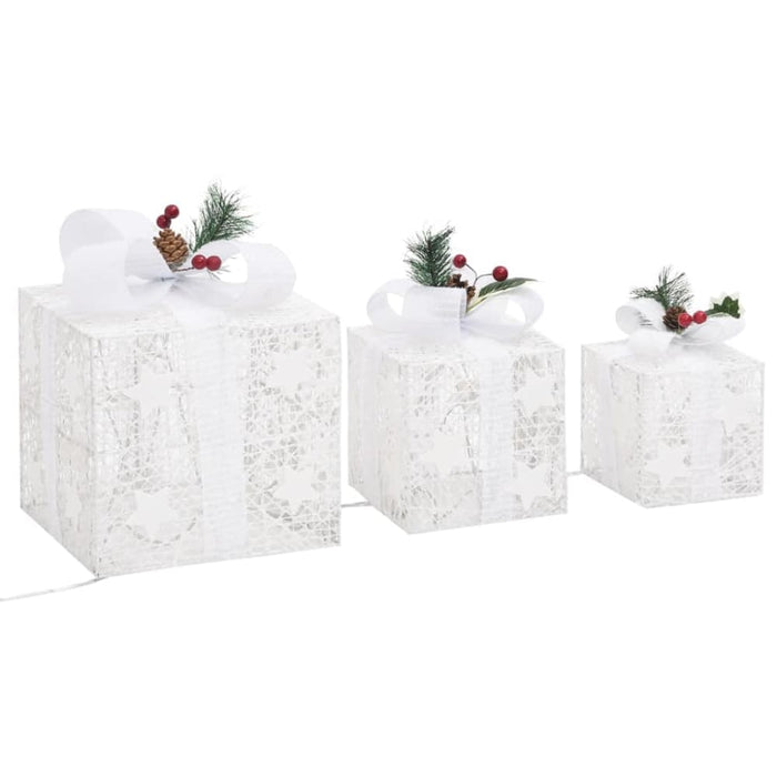 Decorative Christmas Gift Boxes 3 Pcs Silver Outdoor Indoor