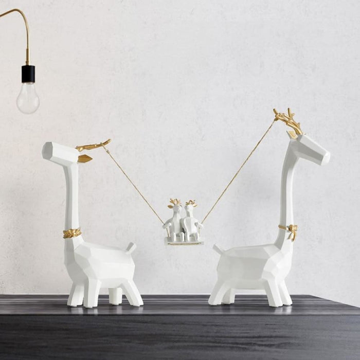 Deer Family Hand Carved Collectible Figurines Ornament