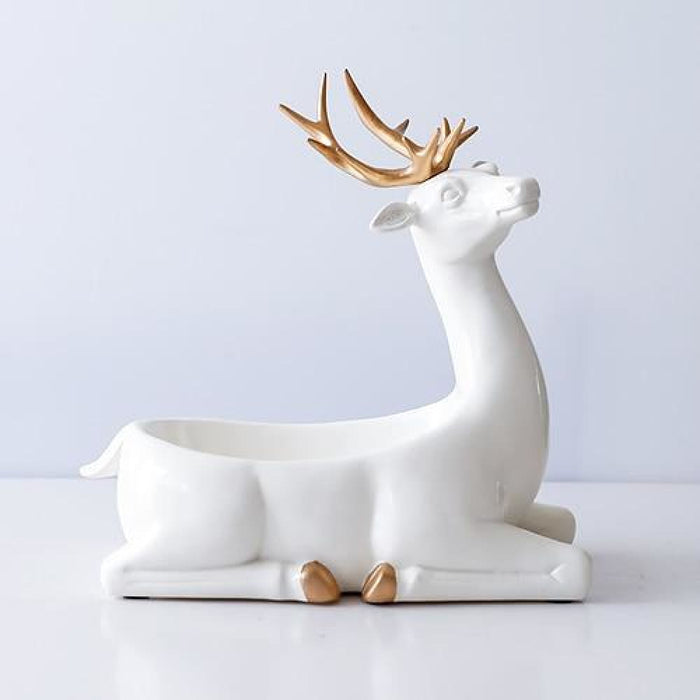 Deer Figurines Desktop Key Phone Storage Box for Living Room