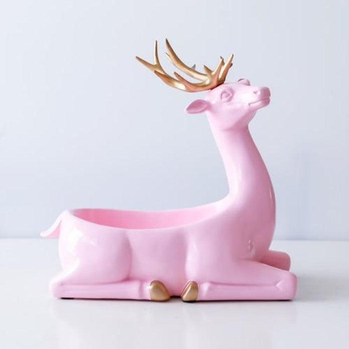 Deer Figurines Desktop Key Phone Storage Box for Living Room