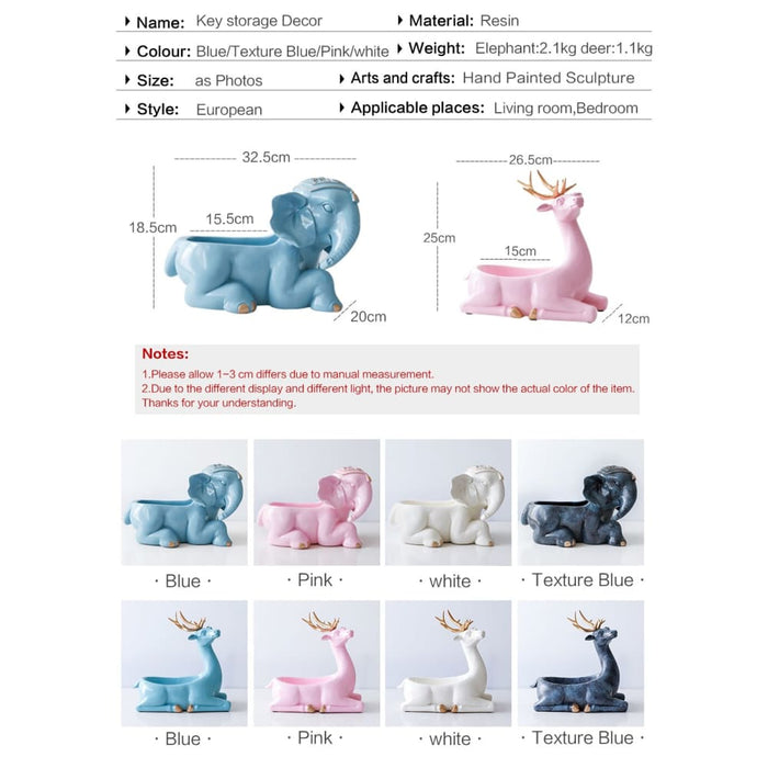 Deer Figurines Desktop Key Phone Storage Box for Living Room