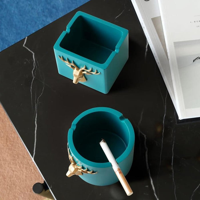 Deer Head Pattern Windproof Ashtray for Home Office Hotel