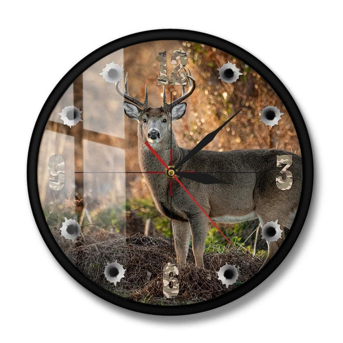 Deer Hunter Camera Sniper Big Buck Round Wall Clock Hunting