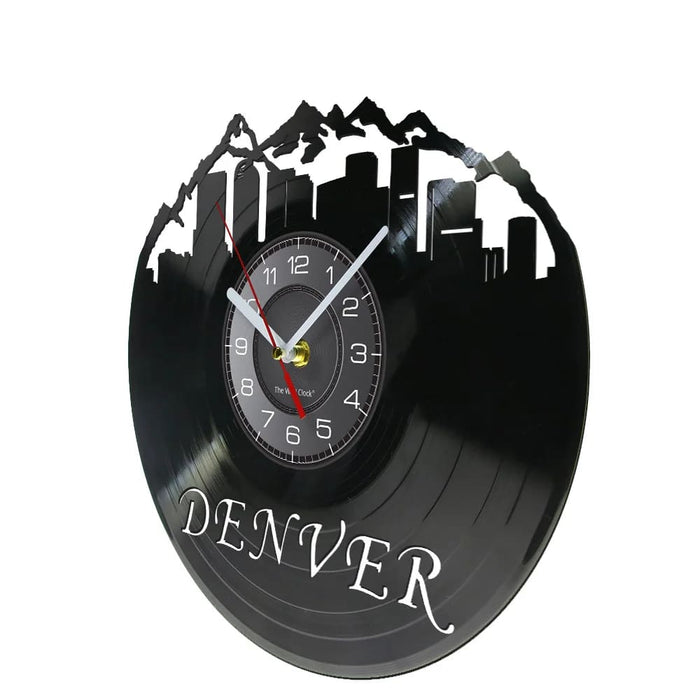 Denver Skyline Vinyl Record Wall Clock
