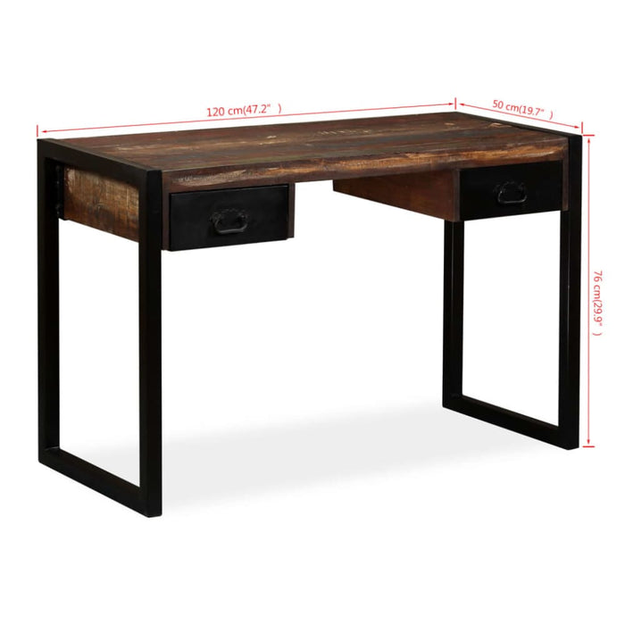 Desk with 2 Drawers Solid Reclaimed Wood 120x50x76 Cm Xaakbp