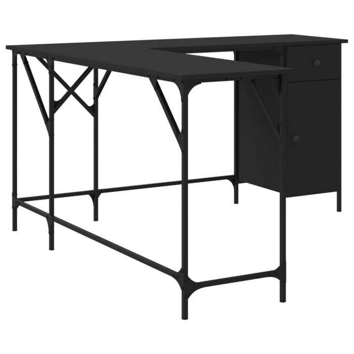Desk Black 141x141x75 Cm Engineered Wood Ntipki
