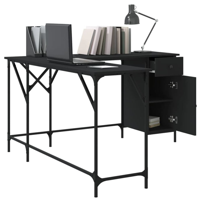 Desk Black 141x141x75 Cm Engineered Wood Ntipki