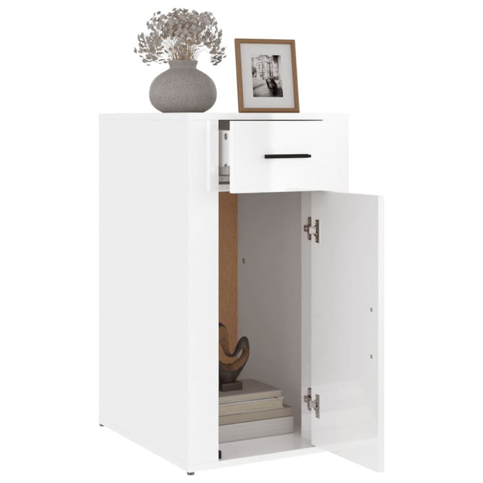 Desk Cabinet Glossy Look White 40x49x75 Cm Engineered Wood