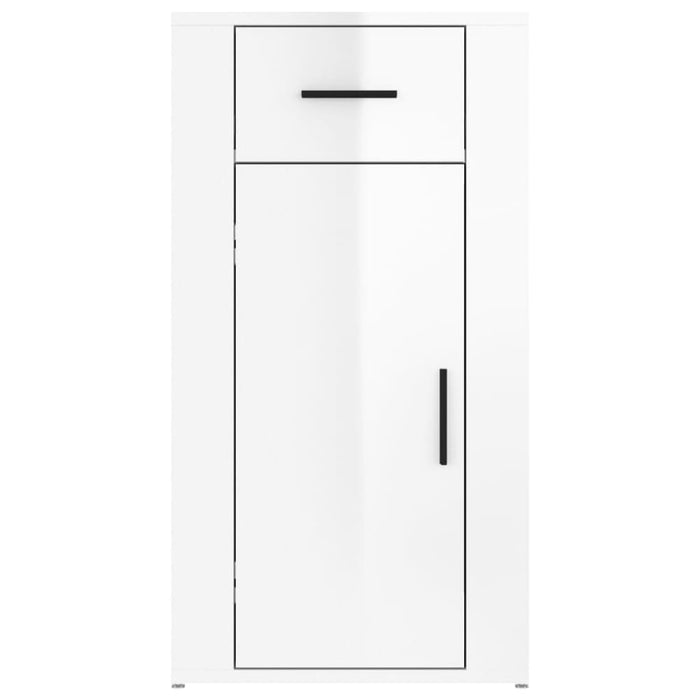 Desk Cabinet Glossy Look White 40x49x75 Cm Engineered Wood