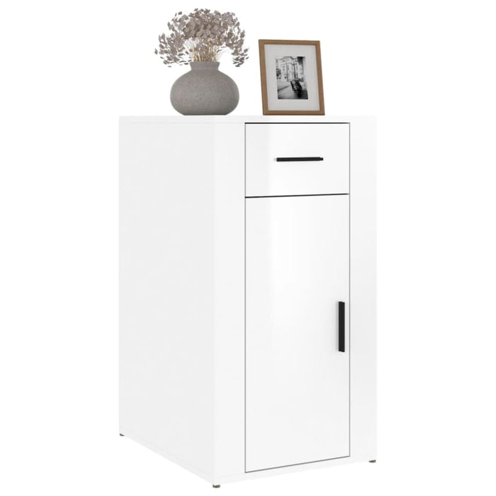 Desk Cabinet Glossy Look White 40x49x75 Cm Engineered Wood