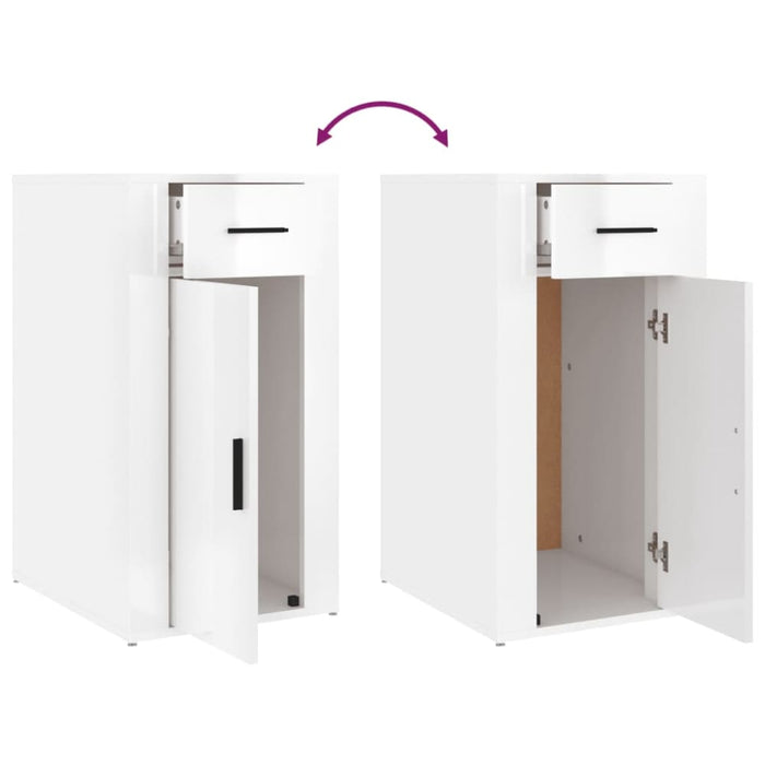 Desk Cabinet Glossy Look White 40x49x75 Cm Engineered Wood