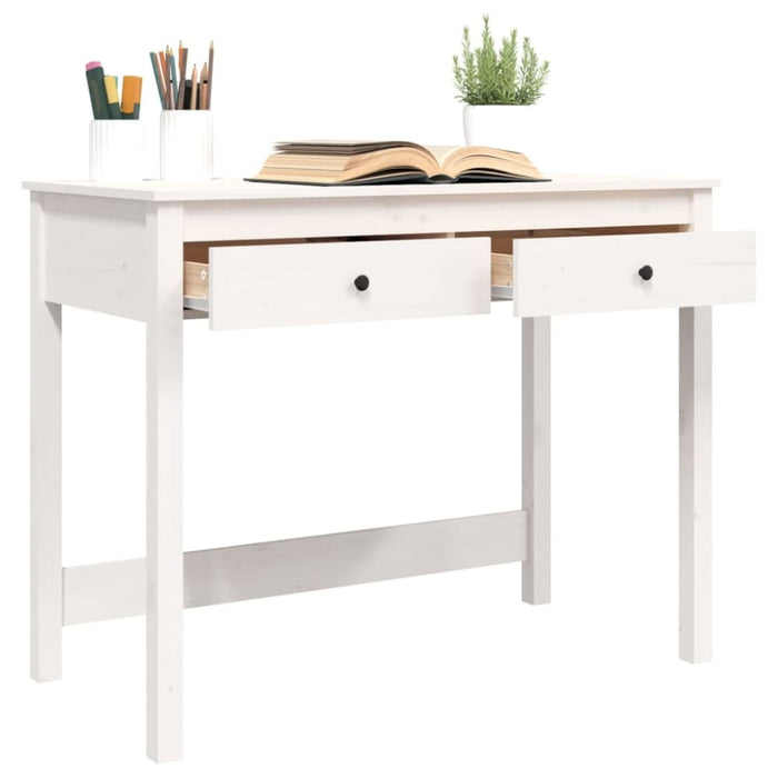 Desk with Drawers White 100x50x78 Cm Solid Wood Pine Nxalaa