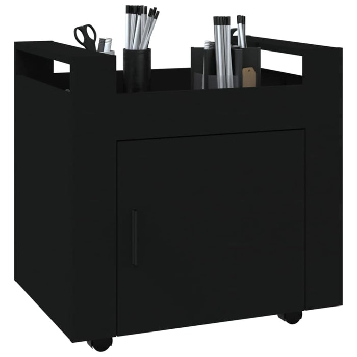 Desk Trolley Black 60x45x60 Cm Engineered Wood Nollbk