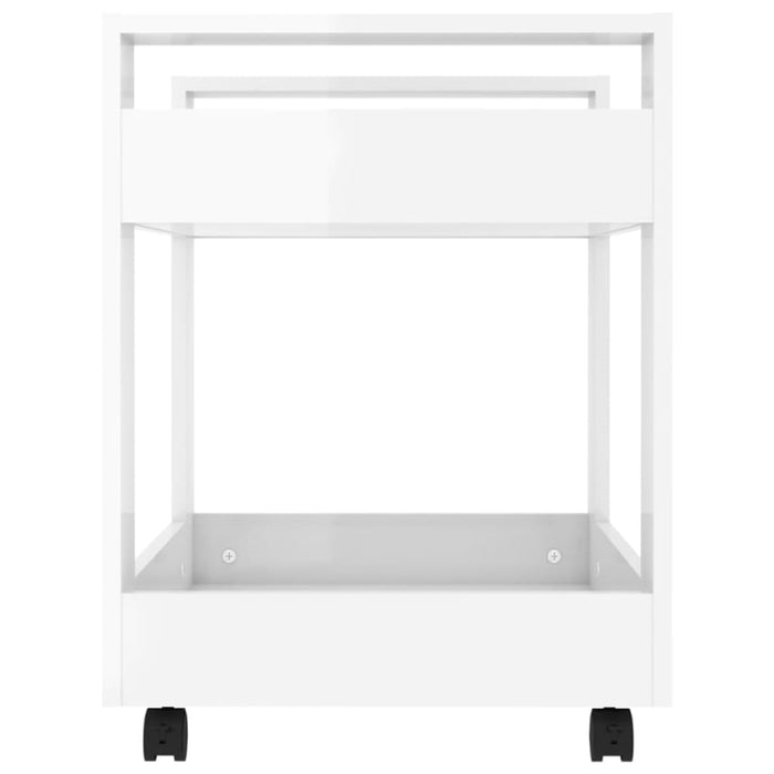 Desk Trolley Glossy Look White 60x45x60 Cm Engineered Wood