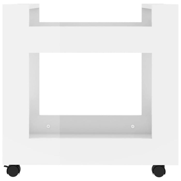 Desk Trolley Glossy Look White 60x45x60 Cm Engineered Wood