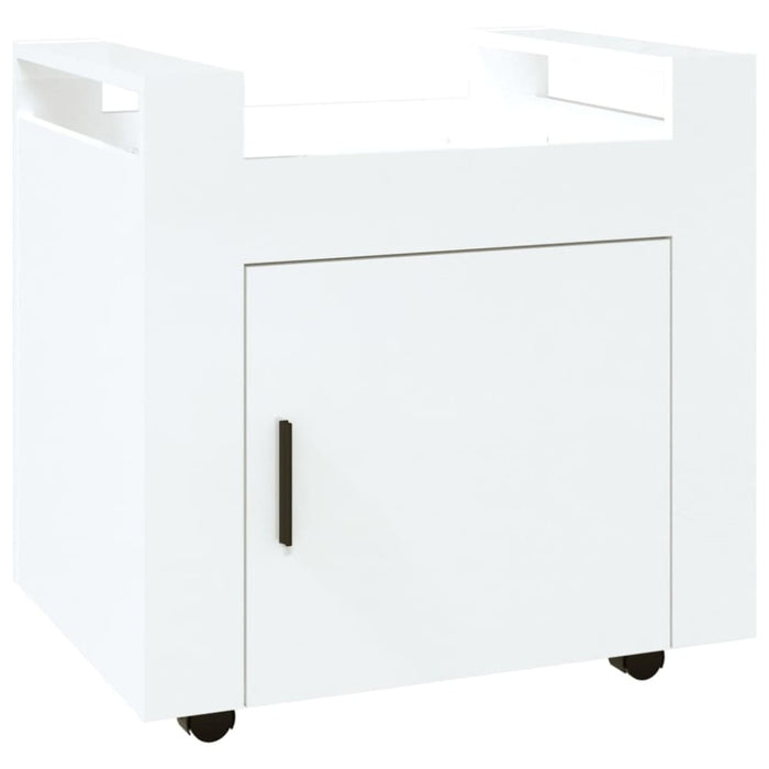 Desk Trolley Glossy Look White 60x45x60 Cm Engineered Wood