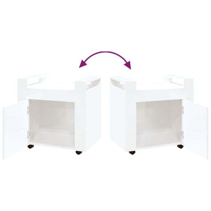 Desk Trolley Glossy Look White 60x45x60 Cm Engineered Wood
