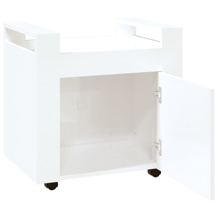 Desk Trolley Glossy Look White 60x45x60 Cm Engineered Wood