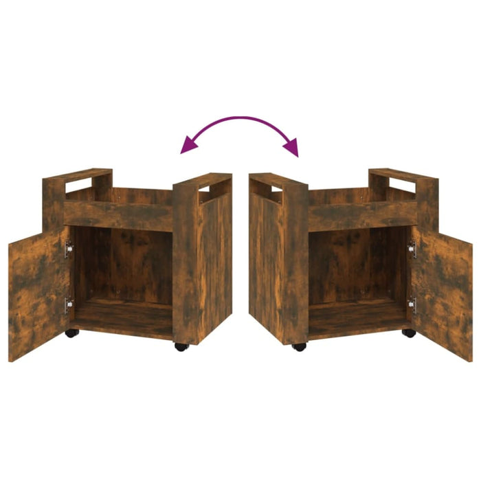 Desk Trolley Smoked Oak 60x45x60 Cm Engineered Wood Nollot