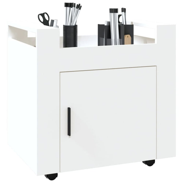 Desk Trolley White 60x45x60 Cm Engineered Wood Nollbn