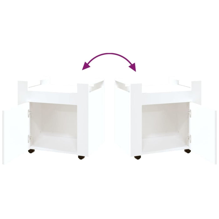 Desk Trolley White 60x45x60 Cm Engineered Wood Nollbn