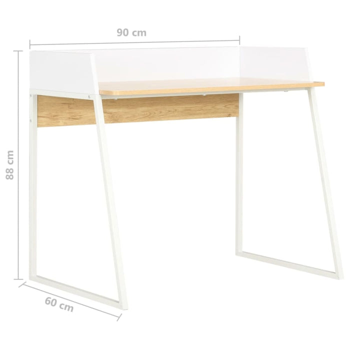 Desk White and Oak 90x60x88 Cm Xbxlp