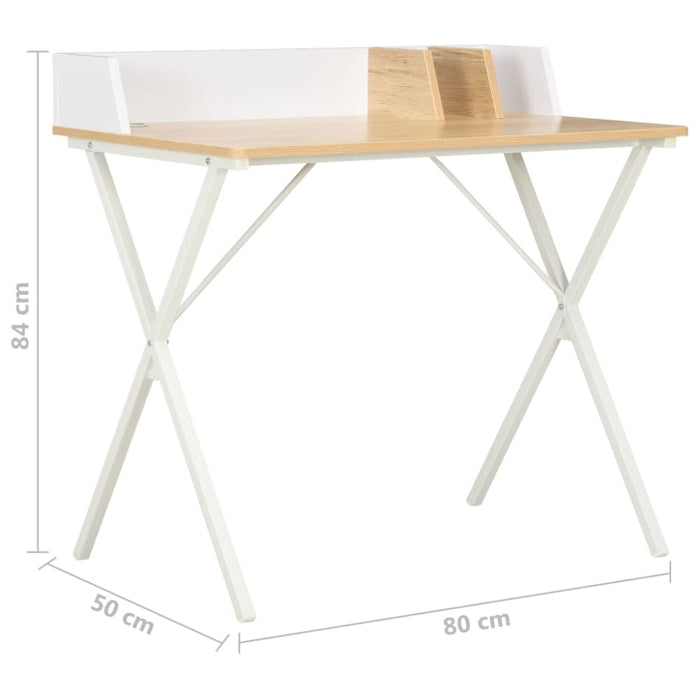 Desk White and Natural 80x50x84 Cm Xbxit