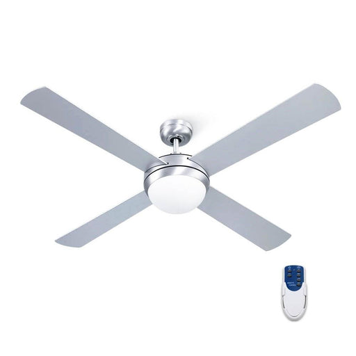 Devanti 52’’ Ceiling Fan w Light Remote Timer - Silver