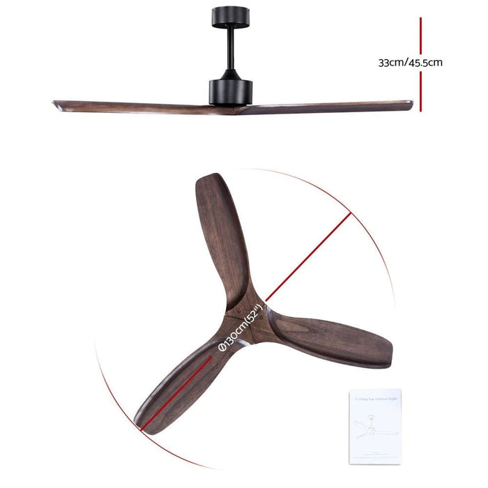 Devanti 52’’ Ceiling Fan with Remote Control Fans 3 Wooden