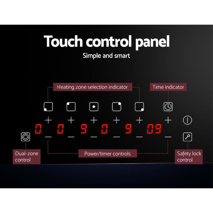 Devanti 90cm Ceramic Cooktop Electric Cook Top 5 Burner