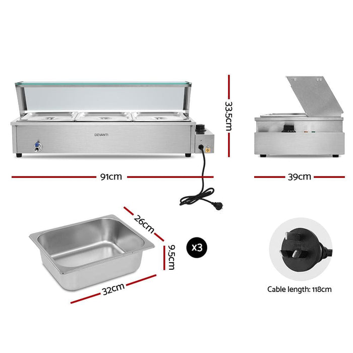 Devanti Commercial Food Warmer Bain Marie Electric Buffet