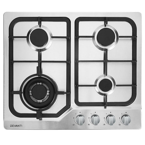 Devanti Gas Cooktop 60cm Stove Cooker 4 Burner Cook Top