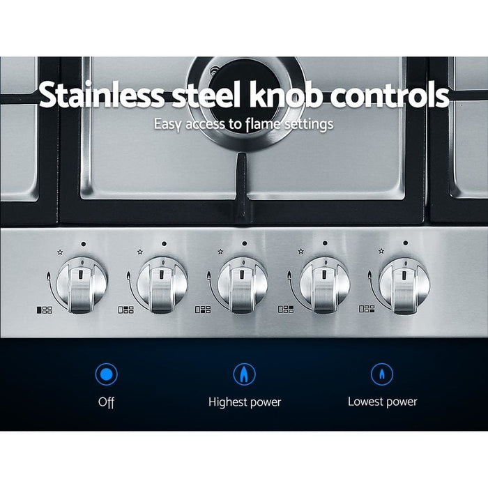 Devanti Gas Cooktop 90cm Kitchen Stove Cooker 5 Burner