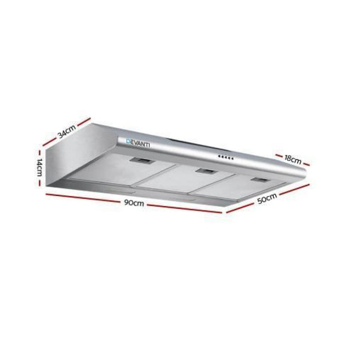 Devanti Fixed Range Hood Rangehood Stainless Steel Kitchen