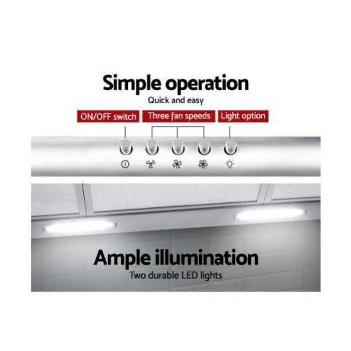 Devanti Fixed Range Hood Rangehood Stainless Steel Kitchen