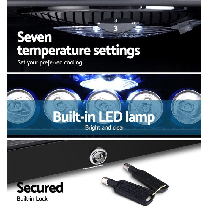 Devanti 98l Bar Fridge Glass Door Mini Freezer Fridges