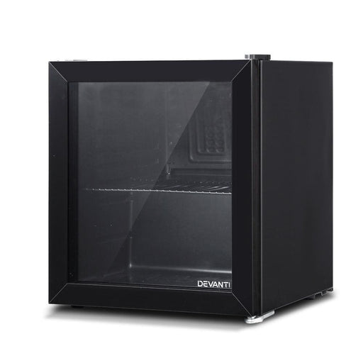 Devanti 46l Glass Door Bar Fridge Mini Countertop Freezer