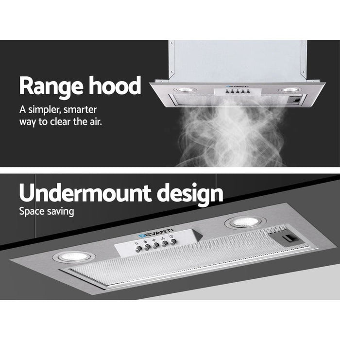 Devanti Range Hood Rangehood Undermount Built in Stainless