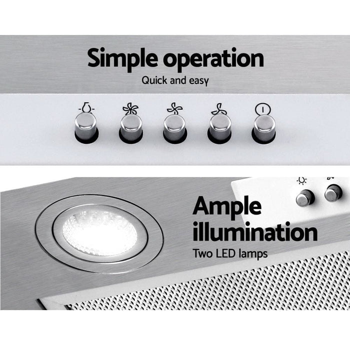 Devanti Range Hood Rangehood Undermount Built in Stainless