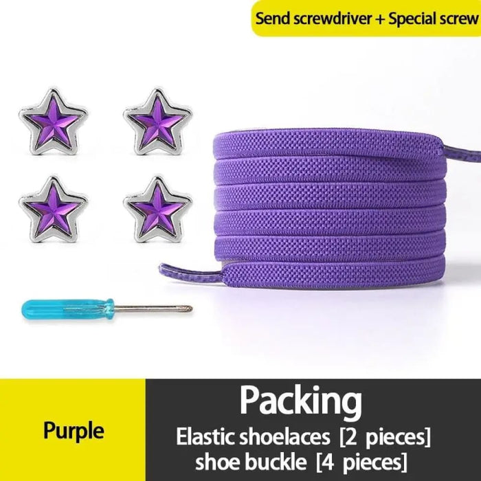 Diamond no Tie Colourful Star Rhinestone Shoe Laces