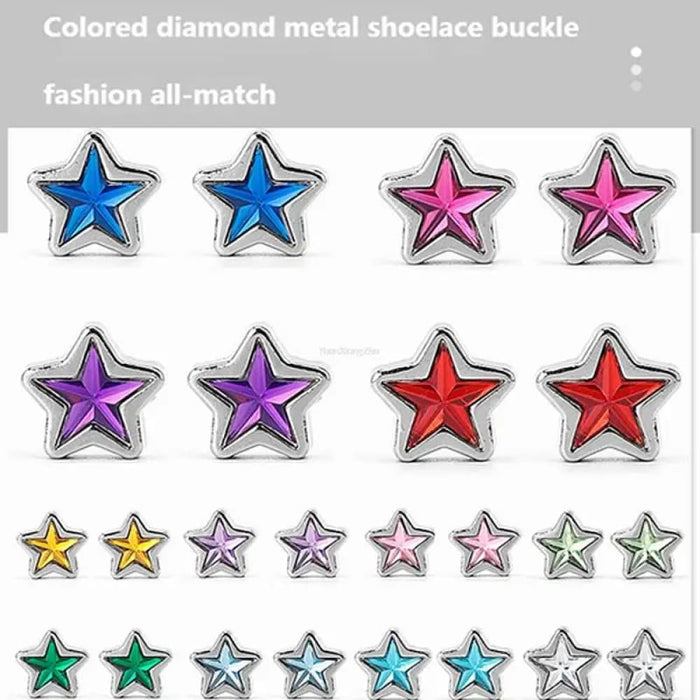 Diamond no Tie Colourful Star Rhinestone Shoe Laces