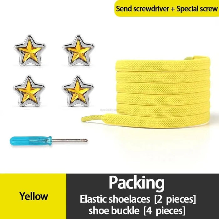 Diamond no Tie Colourful Star Rhinestone Shoe Laces