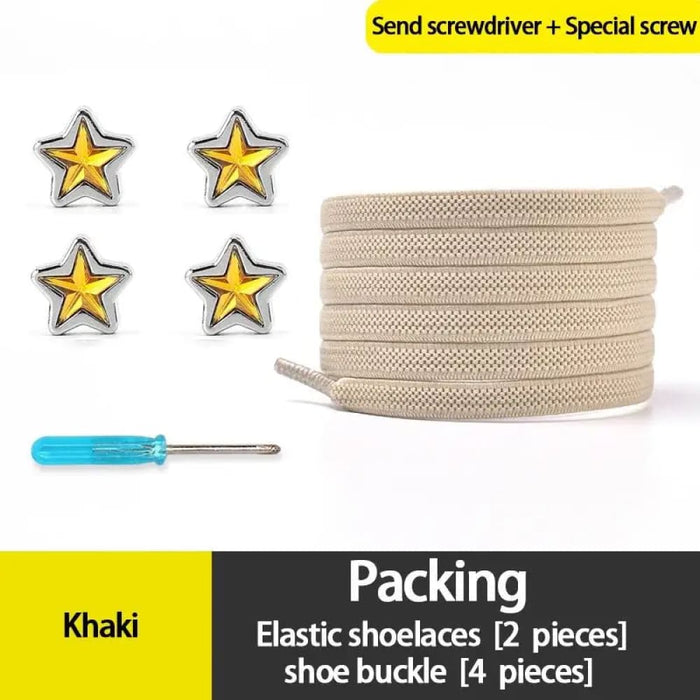 Diamond no Tie Colourful Star Rhinestone Shoe Laces