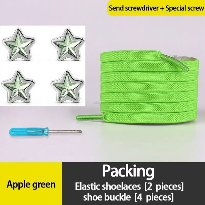 Diamond no Tie Colourful Star Rhinestone Shoe Laces