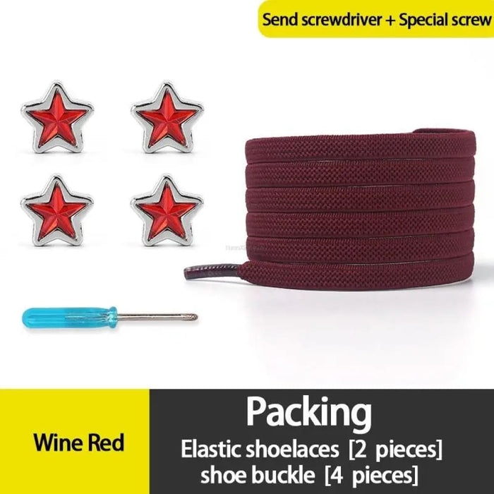 Diamond no Tie Colourful Star Rhinestone Shoe Laces