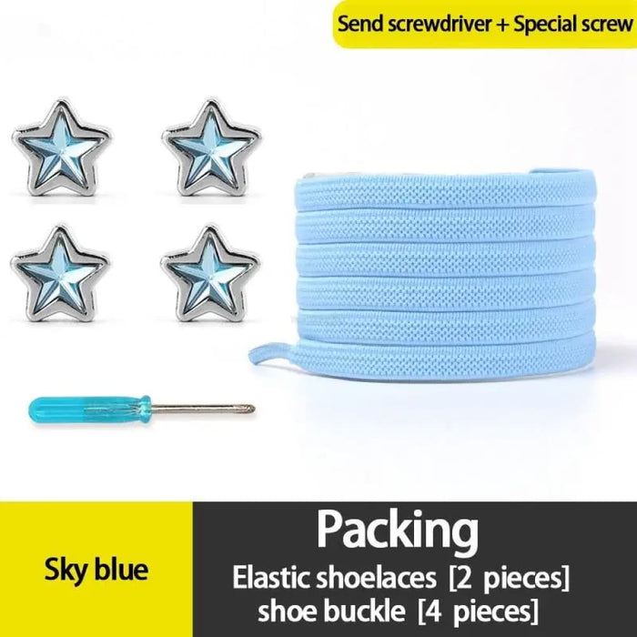 Diamond no Tie Colourful Star Rhinestone Shoe Laces