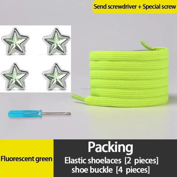 Diamond no Tie Colourful Star Rhinestone Shoe Laces