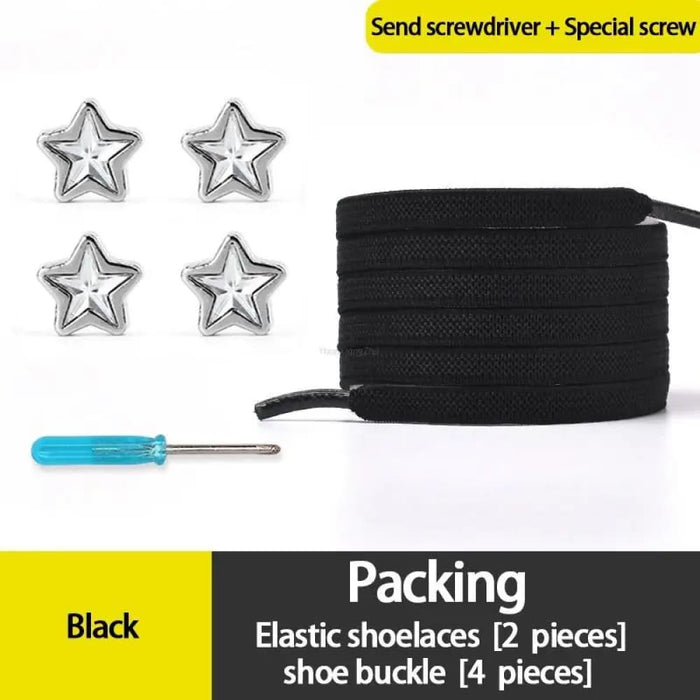 Diamond no Tie Colourful Star Rhinestone Shoe Laces