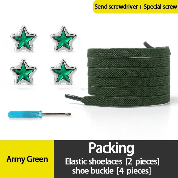 Diamond no Tie Colourful Star Rhinestone Shoe Laces